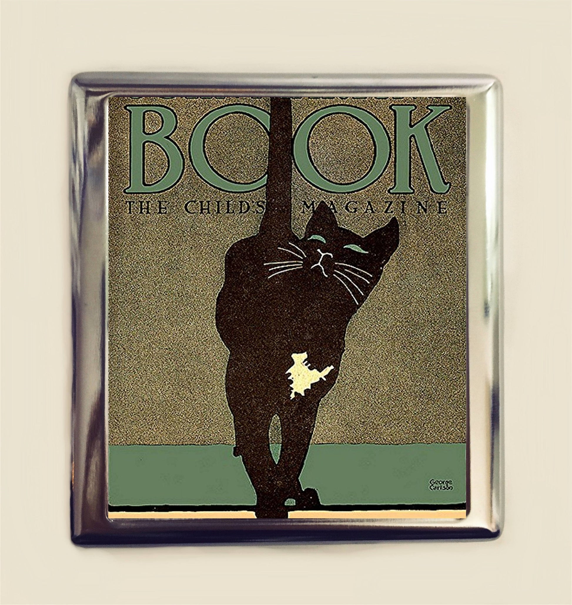 Black Cat Cigarette Case Business Card ID Holder Wallet Book Illustration Art Deco 1920s Cats