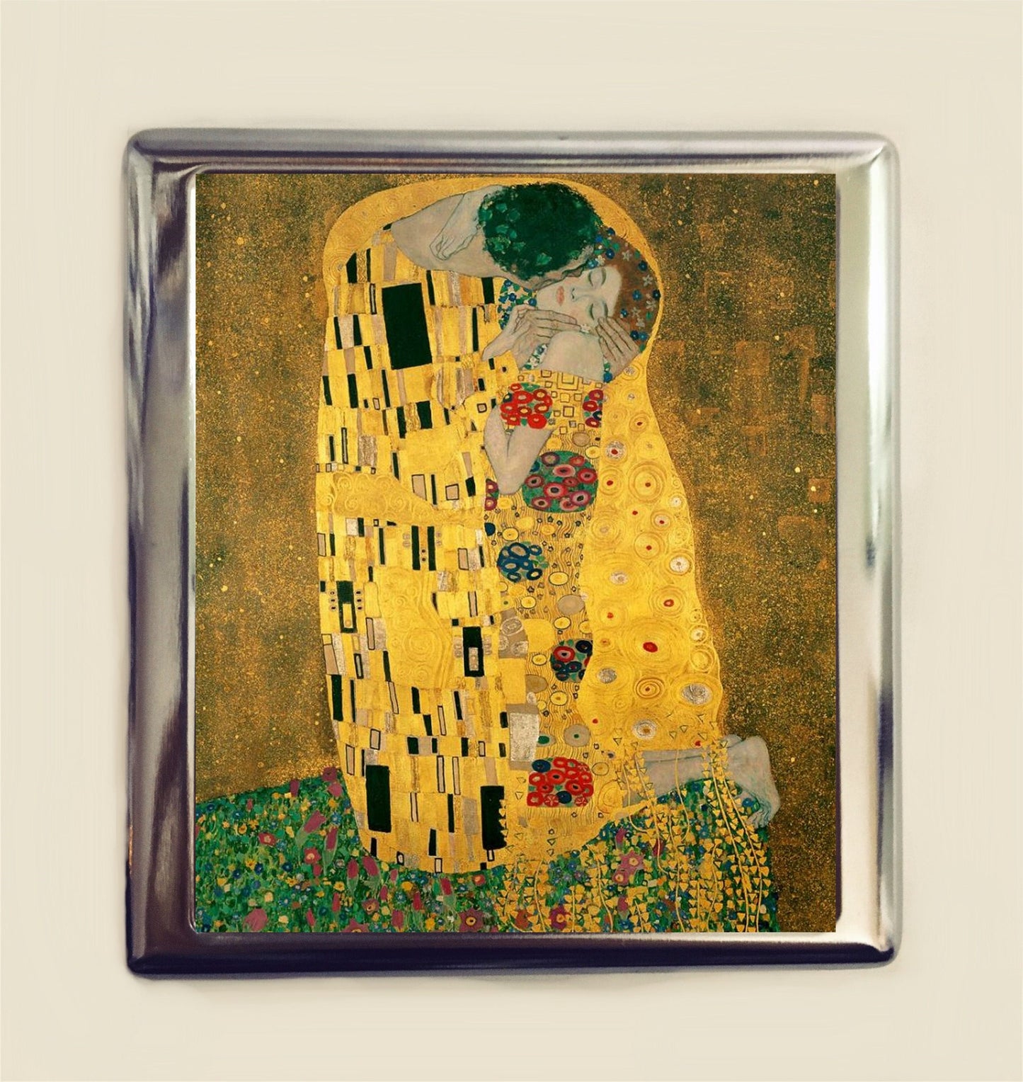 Gustav Klimt Kiss Cigarette Case Business Card ID Holder Fine Art Painting Art Nouveau