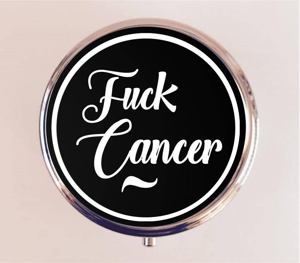 Fuck Cancer Pill Box Case Pillbox Holder Trinket Stash Box MATURE Survivor Inspirational Quote