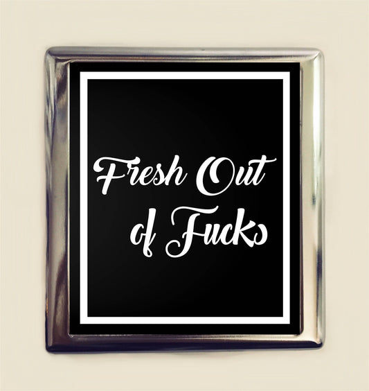 Fresh Out of F*cks Cigarette Case Business Card ID Holder Wallet Funny Sarcastic Saying Quote Humorous MATURE