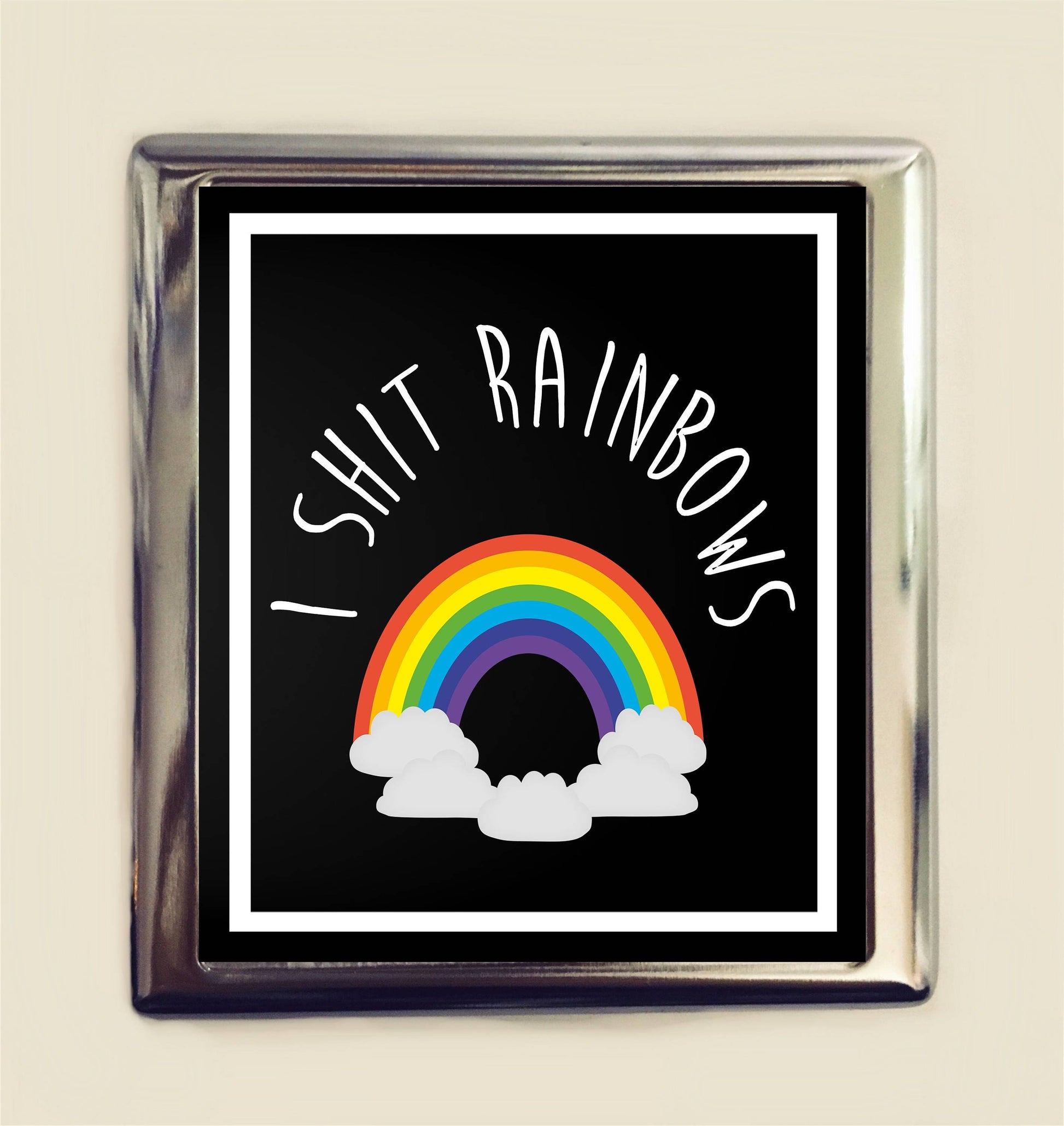 I Sh*t Rainbows Cigarette Case Business Card ID Holder Wallet MATURE Funny Humor Saying Rainbow