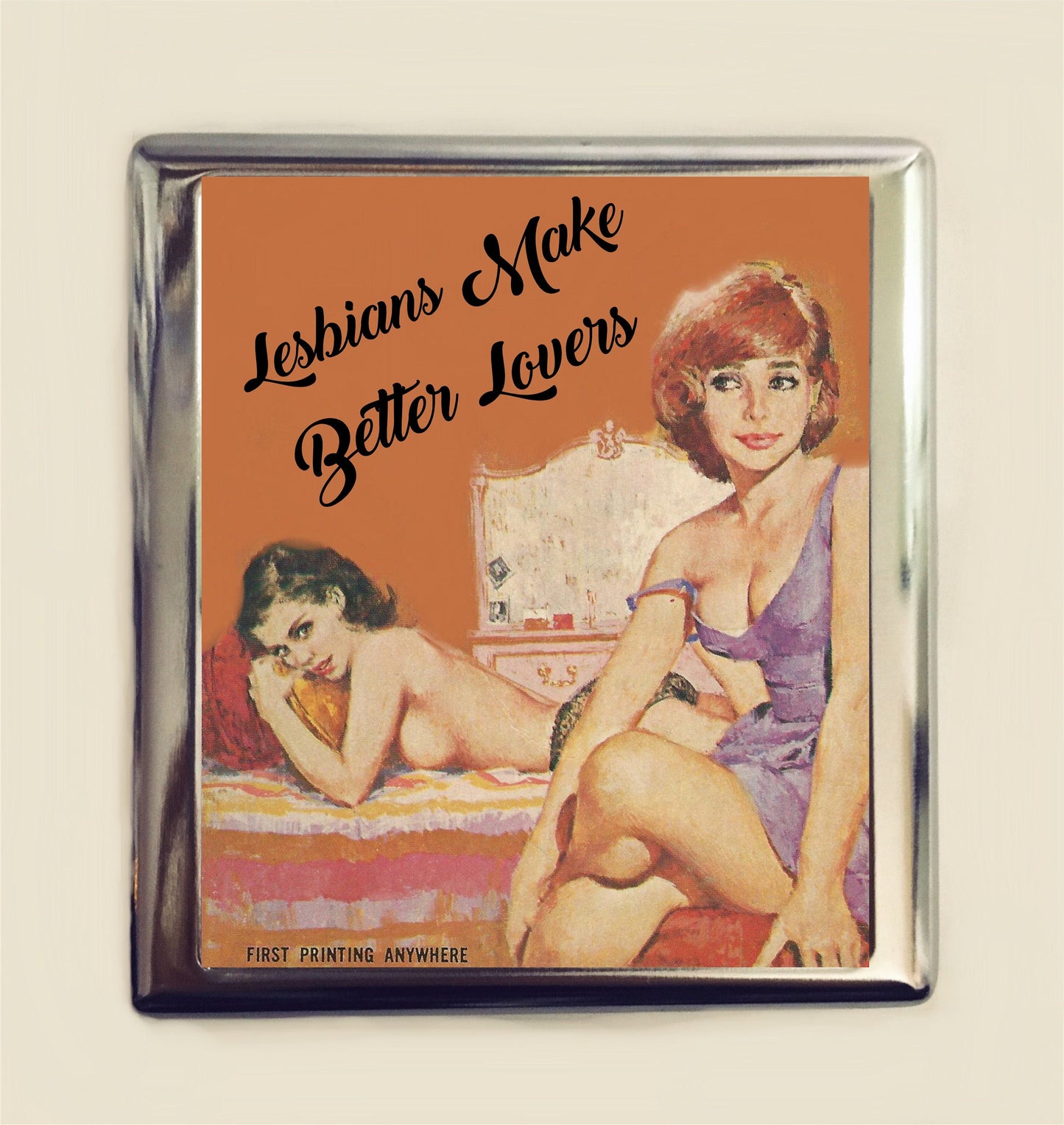 Lesbians Make Better Lovers Cigarette Case Business Card ID Holder Wallet Retro Pinup Pinup Girl Pulp Lesbian LGBT Pride