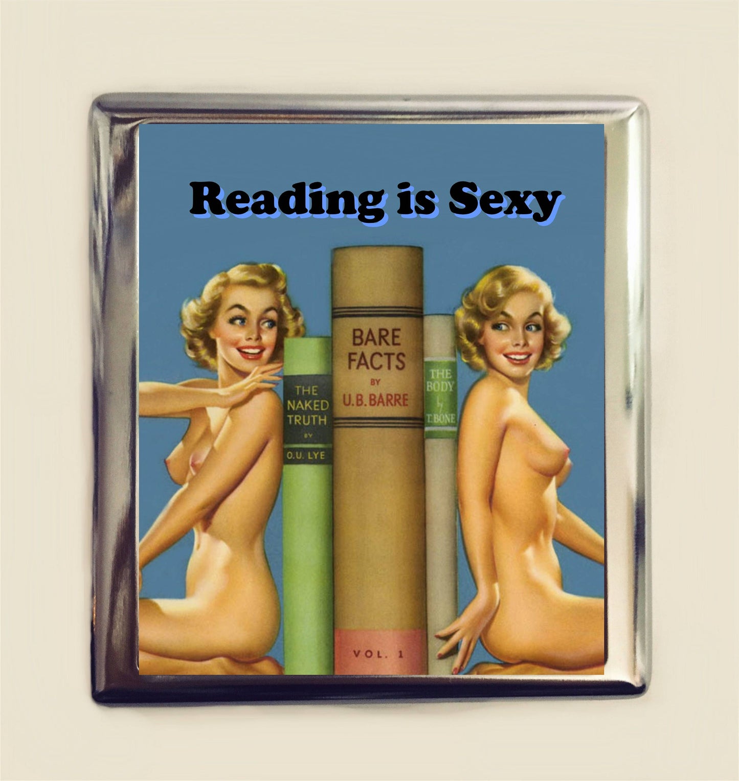 Reading is Sexy Cigarette Case Business Card ID Holder Wallet Pin Up Pinup MATURE Nerd Reader Book Lover Librarian Bibliophile Sapiosexual