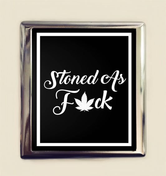 Stoned As F*ck Cigarette Case Business Card ID Holder Wallet Cannabis Funny Stoner Smoking Weed Marijuana MATURE