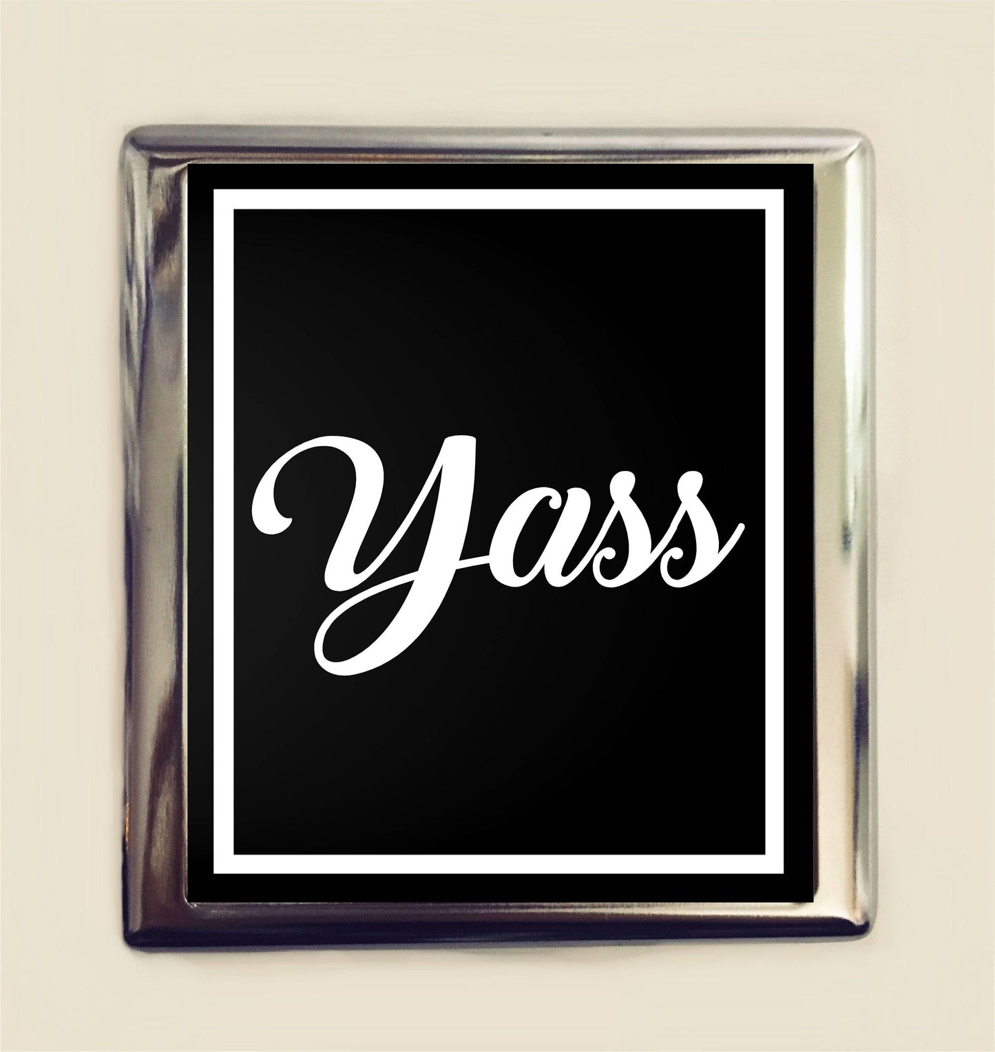 Yass Cigarette Case Business Card ID Holder Wallet Funny Slang Word Quotes