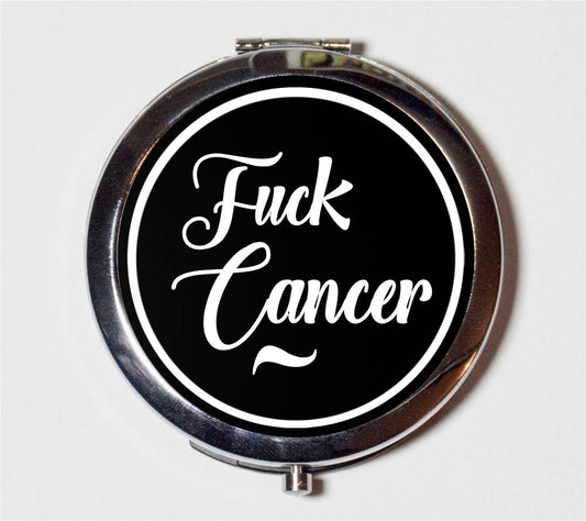 F*ck Cancer Compact Mirror - Cancer Survivor Inspirational Motivation - Make Up Pocket Mirror for Cosmetics MATURE