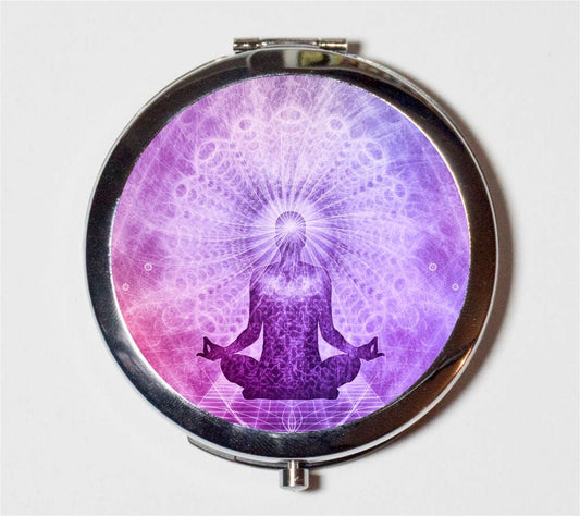 Meditation Compact Mirror - Yoga Zen Buddhist Spiritual New Age Buddhism Metaphysical - Make Up Pocket Mirror for Cosmetics