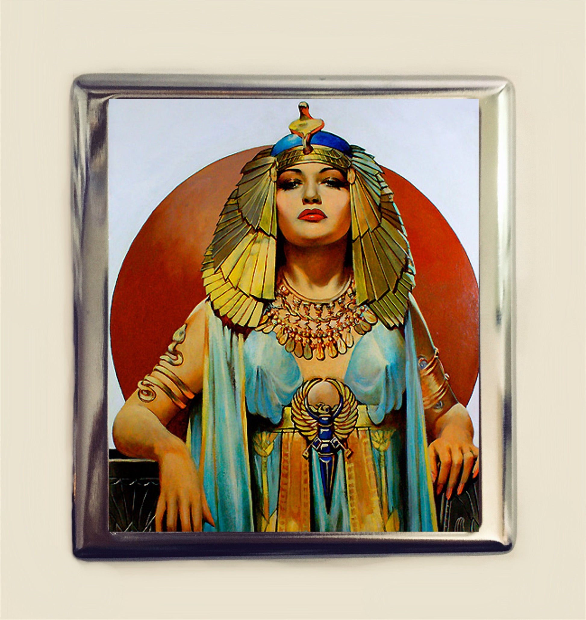 Art Deco Cleopatra Cigarette Case Business Card ID Holder Wallet Flapper Egyptian Egypt 1920s