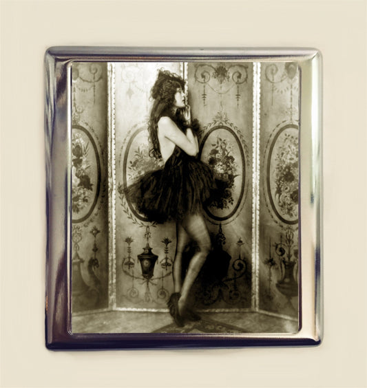 Flapper Ballerina Cigarette Case Business Card ID Holder Wallet Tutu Art Deco Follies 1920s Jazz Age