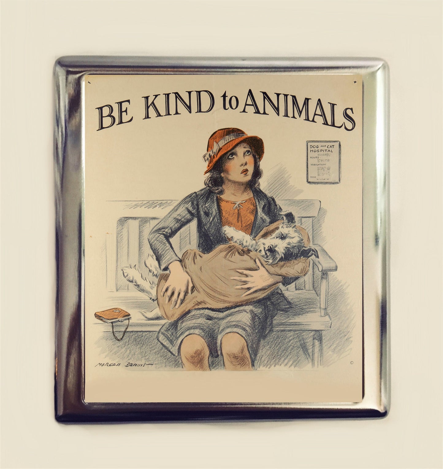 Be Kind to Animals Cigarette Case Business Card ID Holder Wallet Animal Rights Dog Pet Lovers