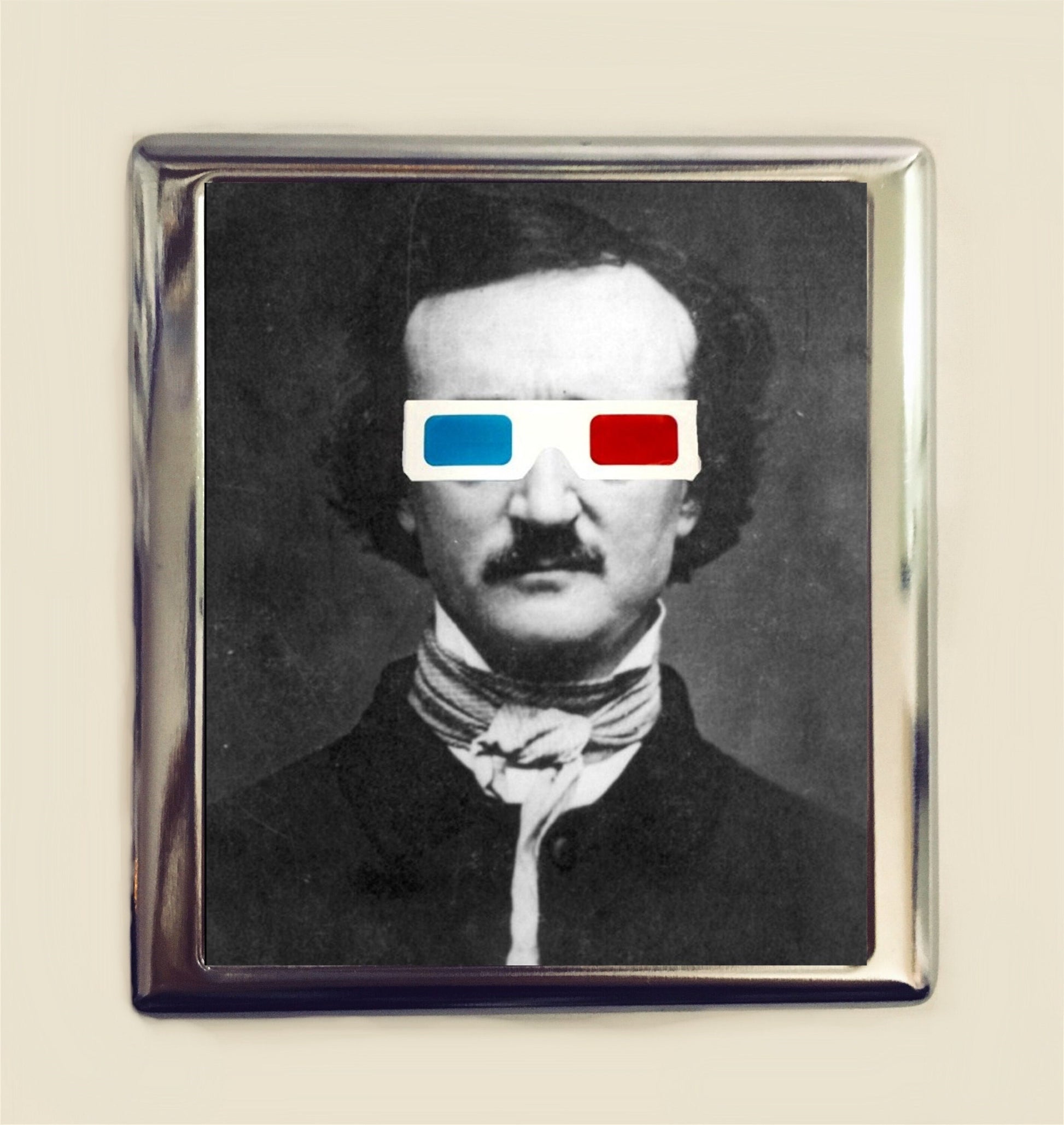 Edgar Allan Poe 3D Cigarette Case Business Card ID Holder Wallet Pop Art Surreal Surrealism Author Literary Altered Art