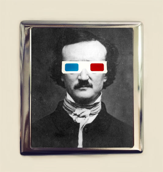 Edgar Allan Poe 3D Cigarette Case Business Card ID Holder Wallet Pop Art Surreal Surrealism Author Literary Altered Art