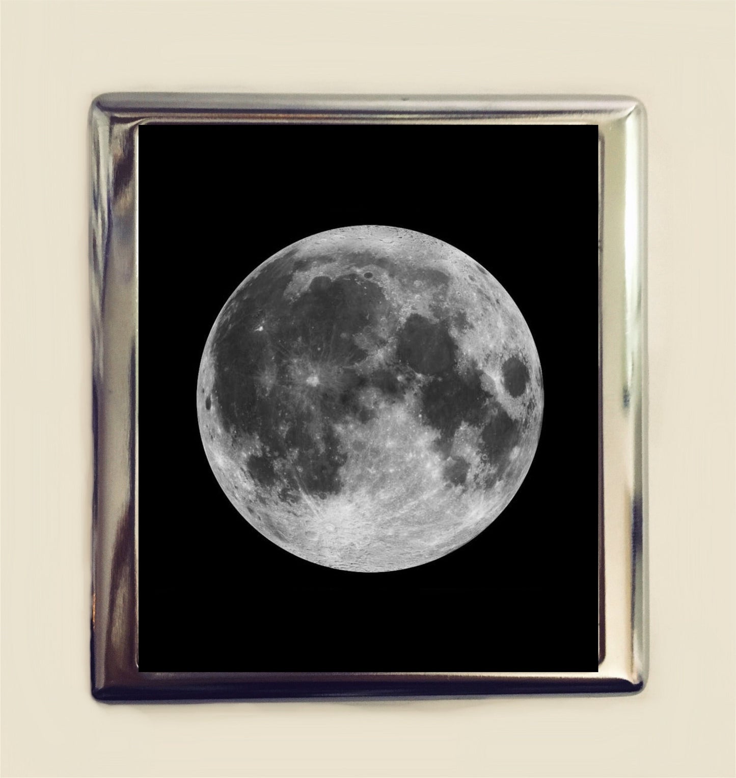 Full Moon Cigarette Case Business Card ID Holder Wallet Lunar Phases Outerspace