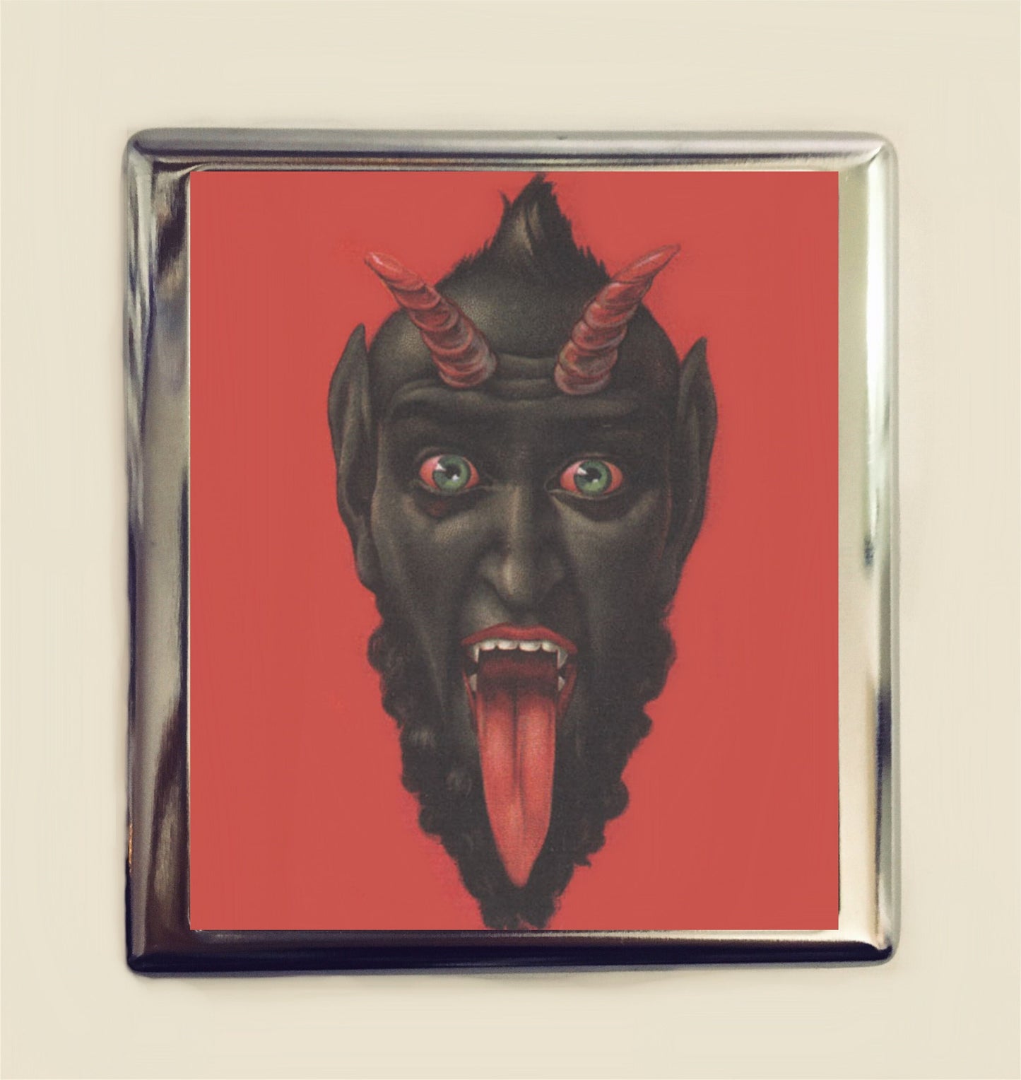 Krampus Cigarette Case Business Card ID Holder Wallet Christmas Devil Folklore Goth Dark Art Horror