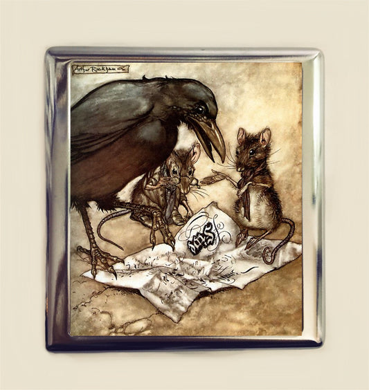 Rackham Crow and Mouse Cigarette Case Business Card ID Holder Wallet Storybook Fairy Tale Fairytale Children's Book Illustration Arthur