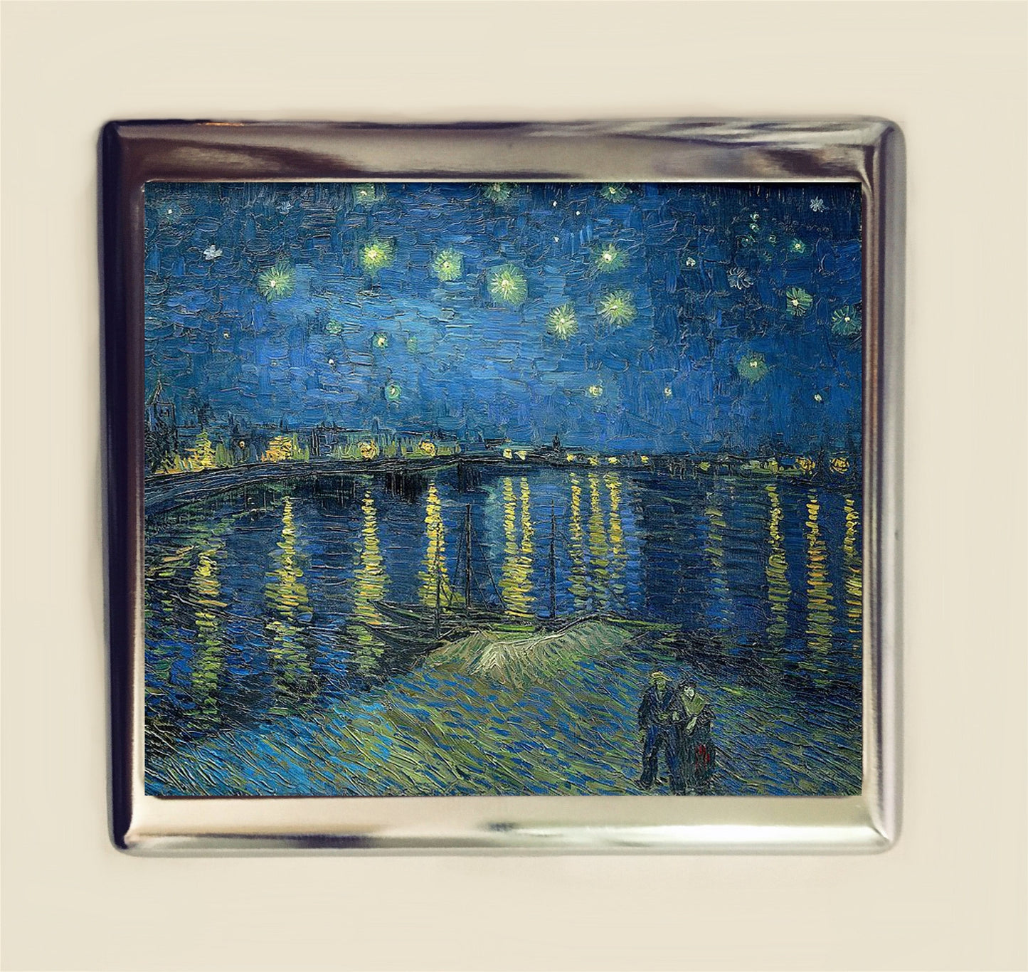 Van Gogh Starry Night Over the Rhone Cigarette Case Business Card ID Holder Wallet Fine Art Famous Painting Impressionist Vincent