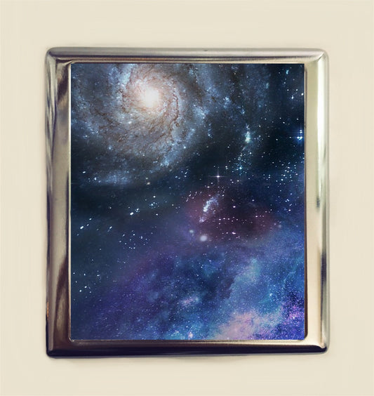 Outerspace Cigarette Case Business Card ID Holder Universe Outer Space Stars Celestial