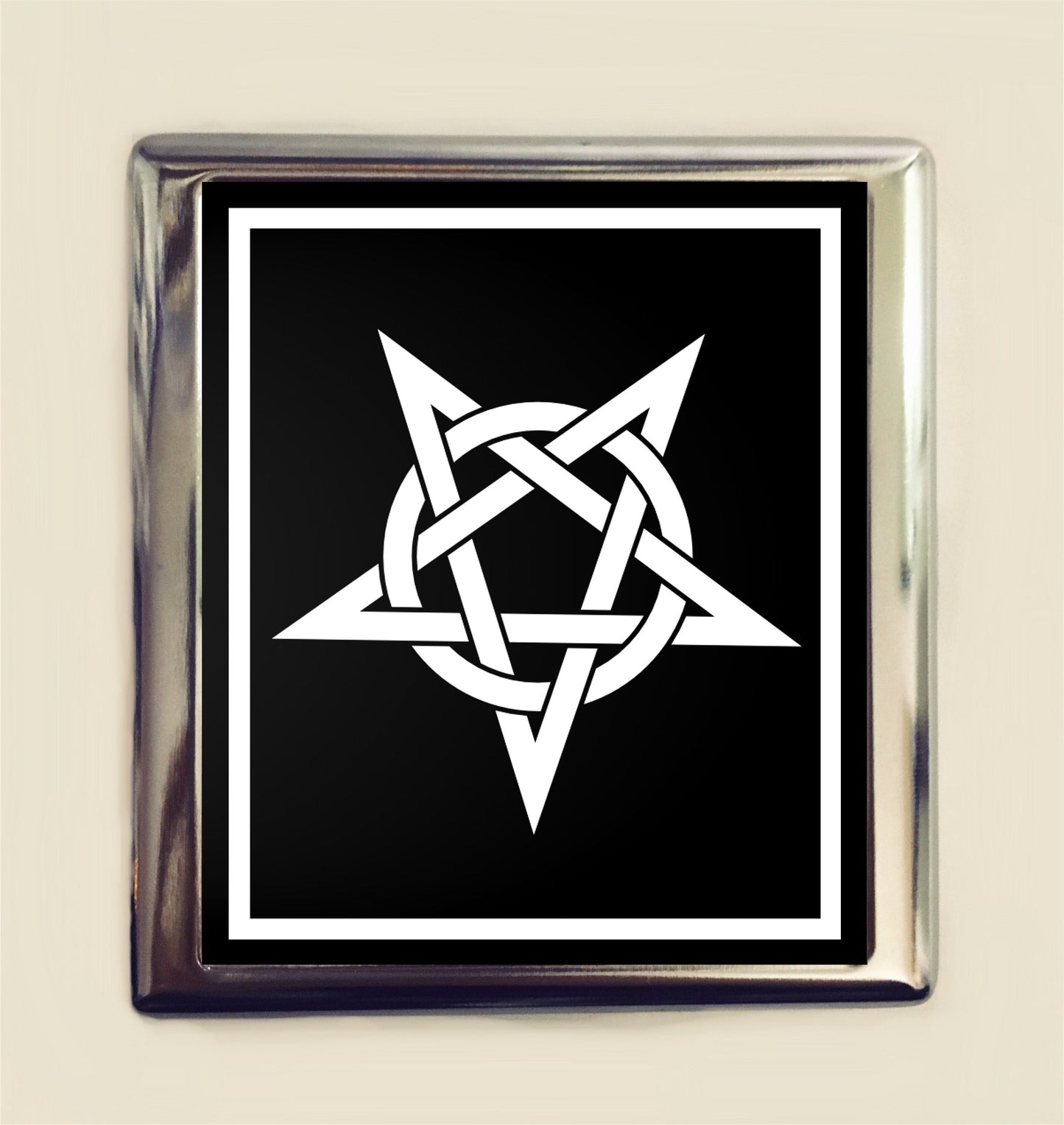 Pentagram Cigarette Case Business Card ID Holder Wallet Goth Heavy Metal Dark Art