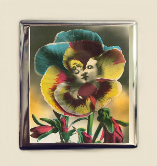 Flapper Romance Cigarette Case Business Card ID Holder Wallet Art Deco 1920s Jazz Age Roaring 20s Flower