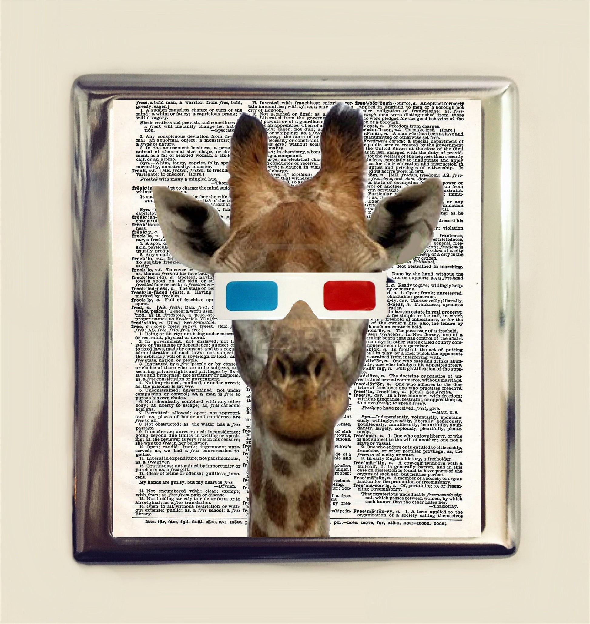 Giraffe 3D Glasses Cigarette Case Business Card ID Holder Wallet Anthropomorphic Animal Pop Surrealism Art