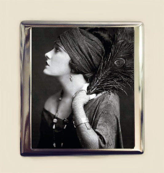 Gypsy Peacock Cigarette Case Business Card ID Holder Wallet Art Deco 1920s Jazz Age Flapper Boho Bohemian