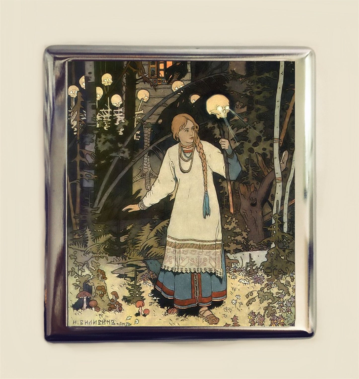 Vasilisa Cigarette Case Business Card ID Holder Wallet Fairytale Fairy Tale Storybook Russian Baba Yaga Illustration