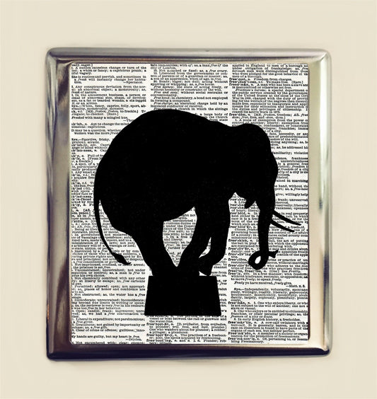 Circus Elephant Cigarette Case Business Card ID Holder Wallet Animal Pop Art Silhouette