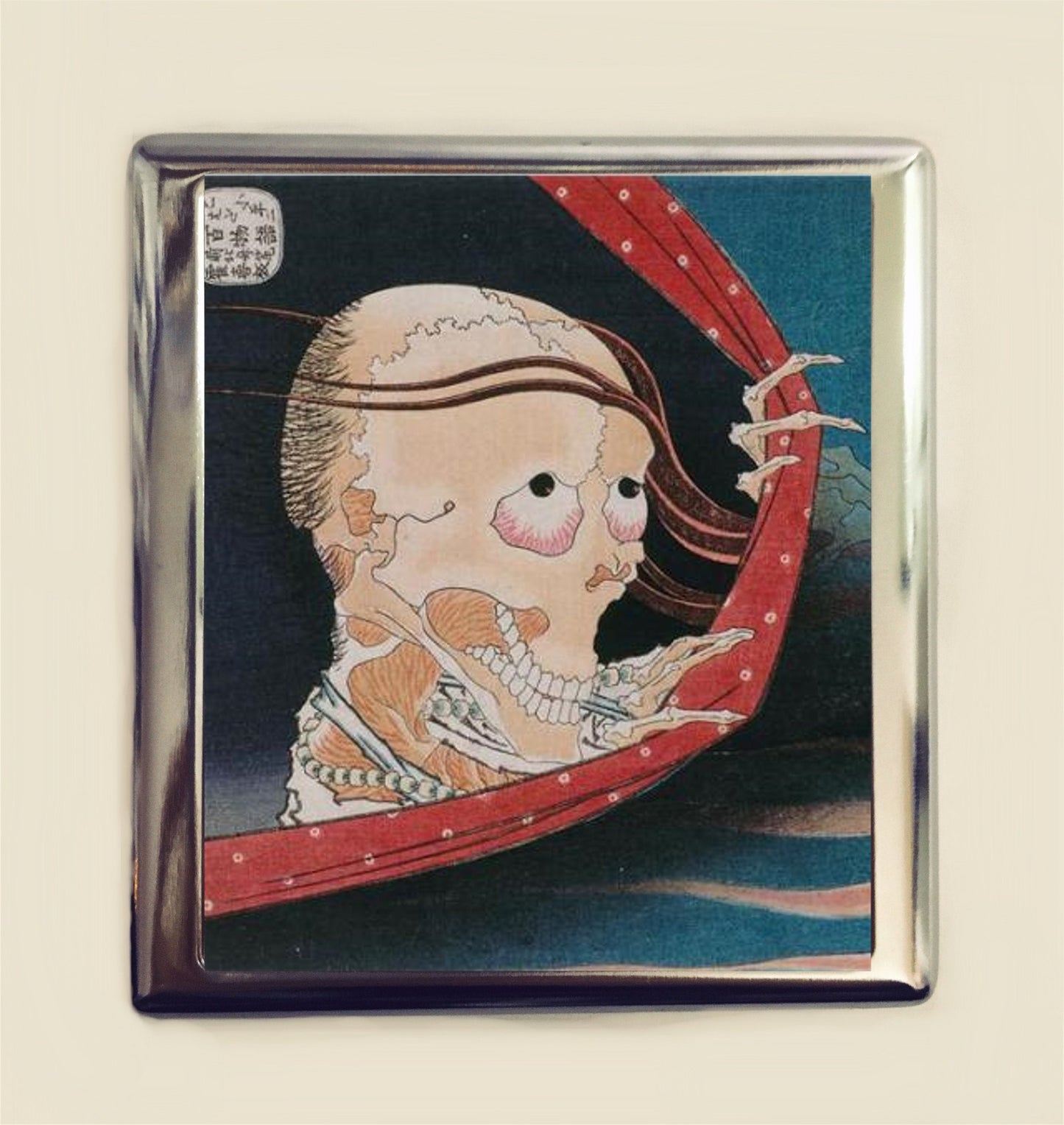 Japanese Woodblock Ghost Cigarette Case Business Card ID Holder Wallet Asian Art Japan Yurei-zu