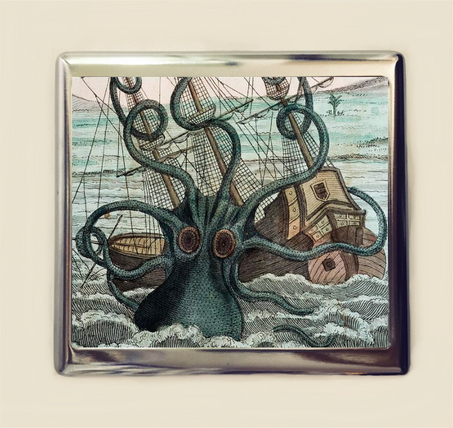 Kraken Cigarette Case Business Card ID Holder Wallet Squid Octopus Steampunk Nautical