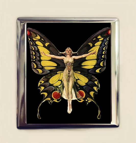 Art Deco Butterfly Cigarette Case Business Card ID Holder Wallet Flapper Jazz Age 1920s