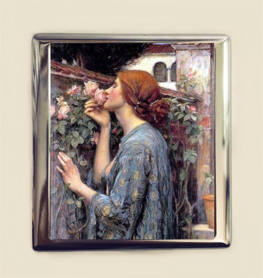 John William Waterhouse Cigarette Case Business Card ID Holder Wallet Soul of the Rose Painting Edwardian Art Nouveau