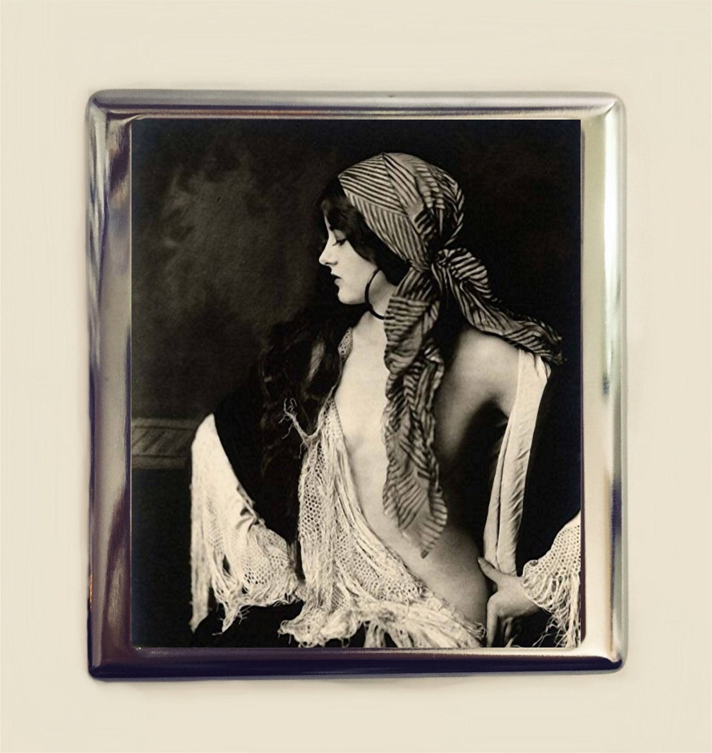 Art Deco Gypsy Cigarette Case Business Card ID Holder Wallet Flapper Art Nouveau Follies Boho Bohemian French Jazz Age 1920s