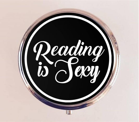 Reading is Sexy Pill Box Case Pillbox Holder Trinket Stash Box Read Book Bibliophile Nerd Librarian Books English Major