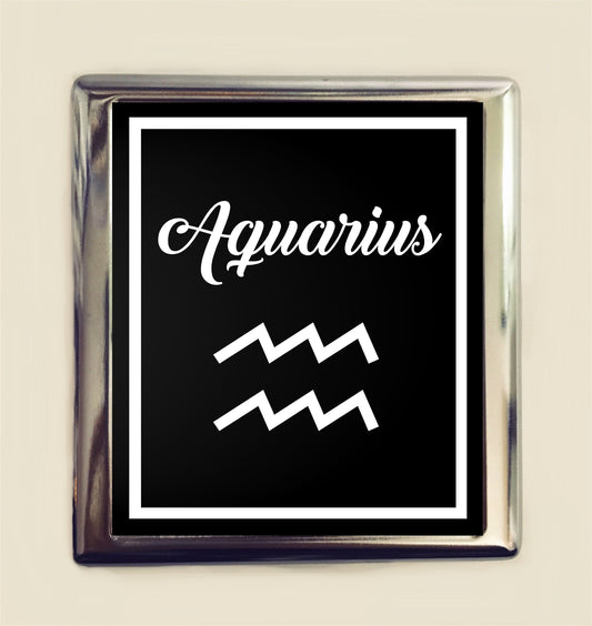 Aquarius Zodiac Sign Cigarette Case Business Card ID Holder Wallet Astrology Astrological New Age Spirituality