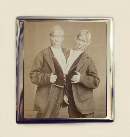 Chang and Eng Cigarette Case Business Card ID Holder Wallet Siamese Twins Conjoined Twins Circus Freak Freaks Sideshow