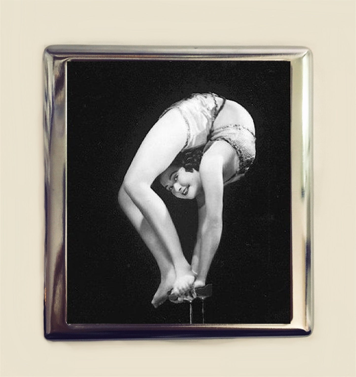 Flapper Contortionist Cigarette Case Business Card ID Holder Wallet Art Deco 1920s Jazz Age Circus Freak Sideshow