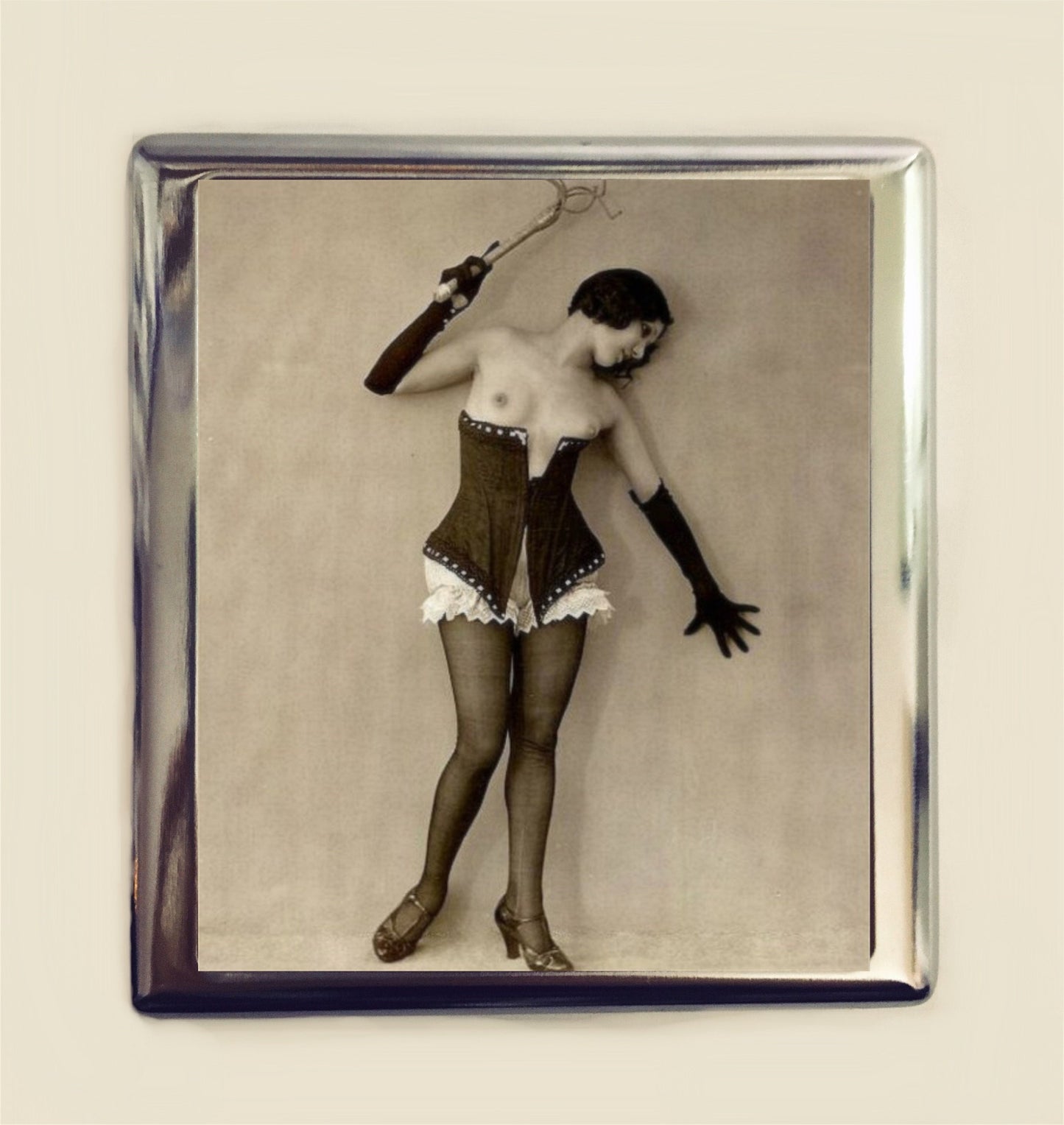 Flapper Whip Cigarette Case Business Card ID Holder Wallet Vintage Kink Art Deco BDSM 1920s Jazz Age Sex MATURE