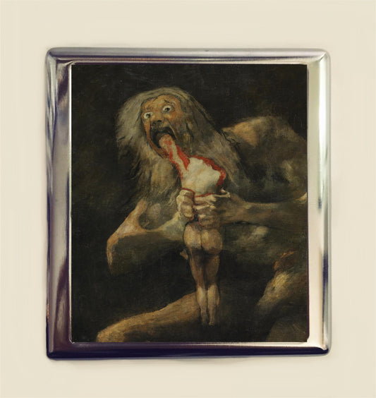 Goya Cigarette Case Business Card ID Holder Wallet Saturn Devouring His Son Romantic Era Fine Art Painting