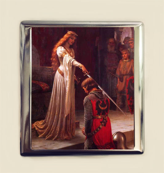 Guinevere and Lancelot Cigarette Case Business Card ID Holder Wallet Arthurian Legend King Arthur Myth Camelot