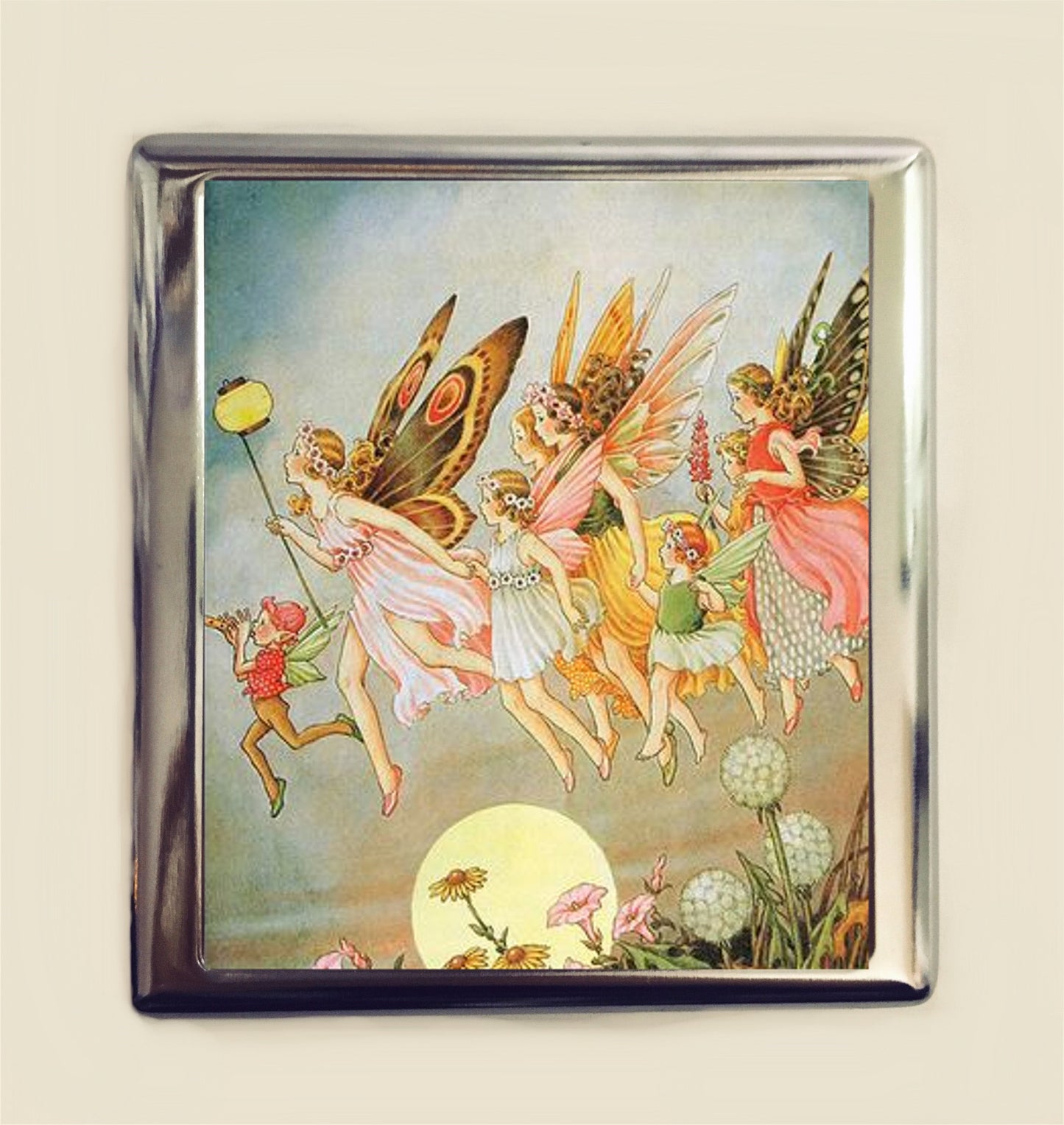 Fairytale Fairies Cigarette Case Business Card ID Holder Wallet Fairy Tale Storybook Edwardian Fantasy Whimsical