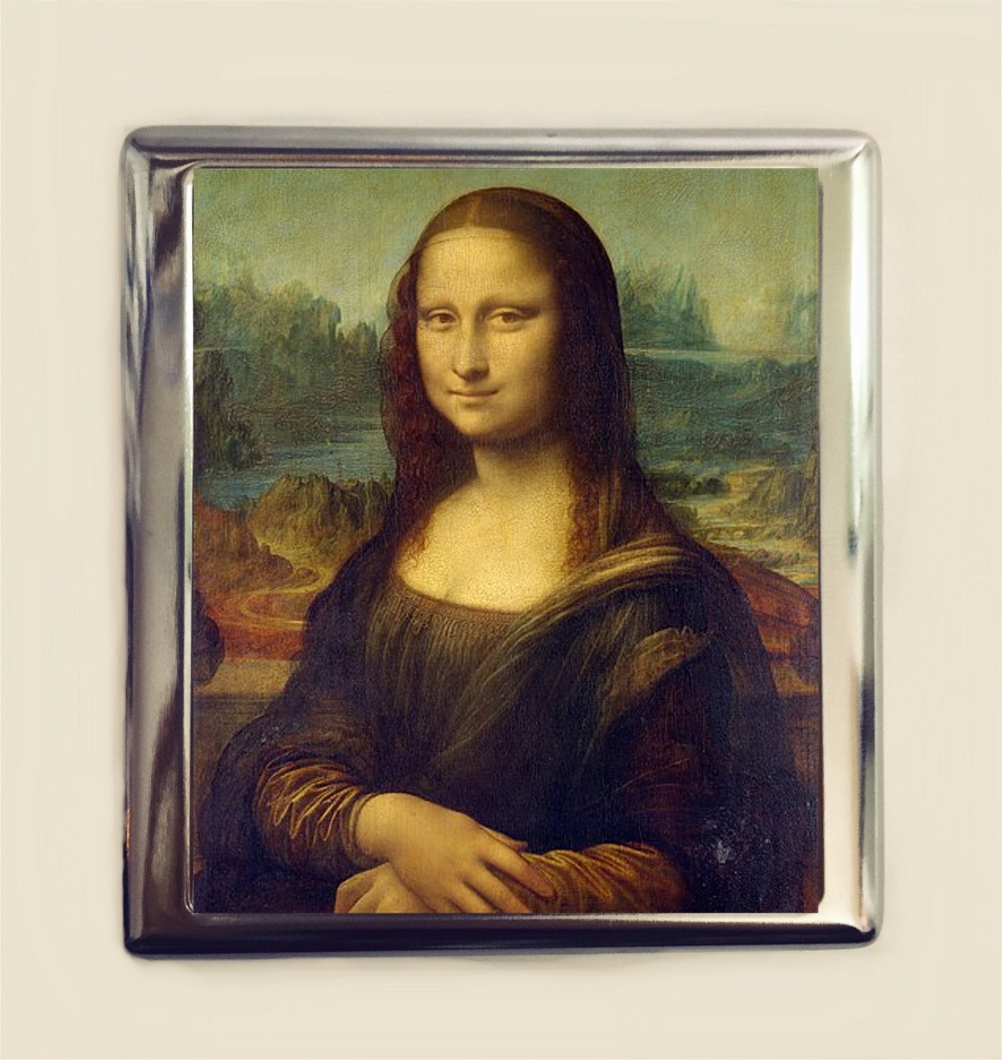 Mona Lisa Cigarette Case Business Card ID Holder Wallet Leonardo Da Vinci Fine Art Painting