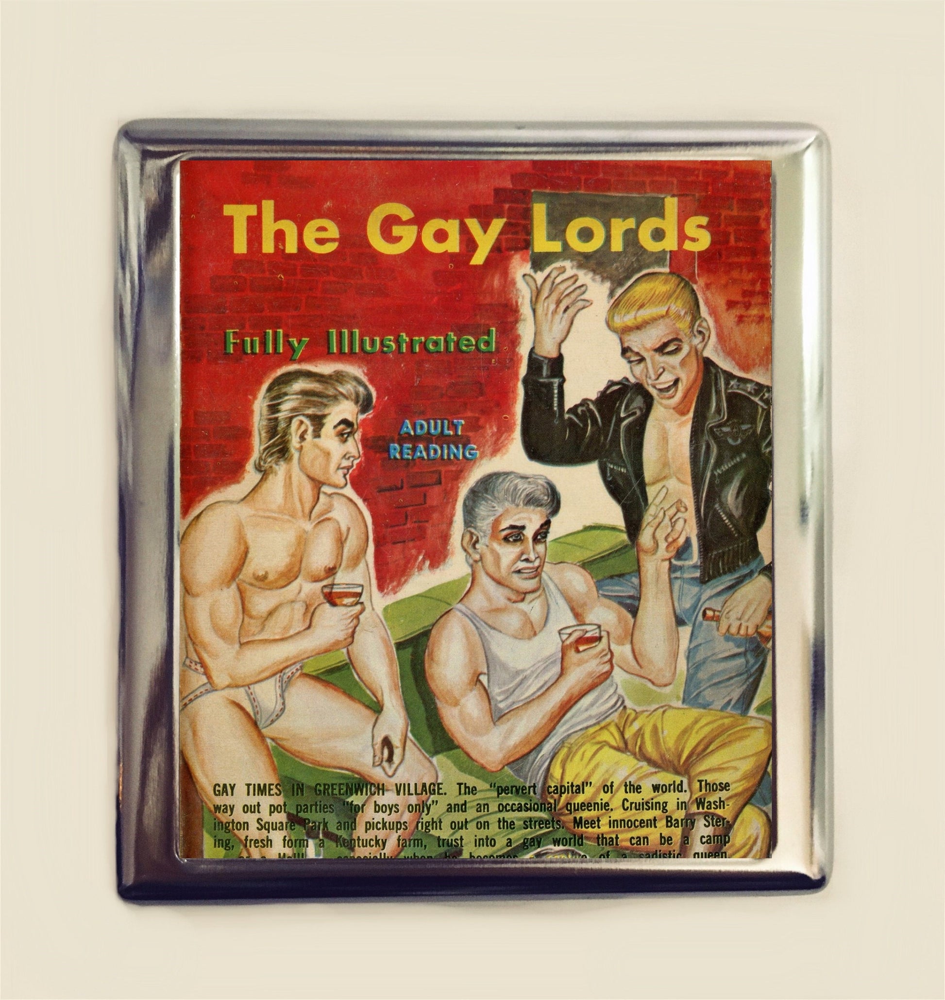 Gay Pulp Cigarette Case Business Card ID Holder Wallet The Gay Lords Retro Sex Book 1960's Kitsch Campy LGBT