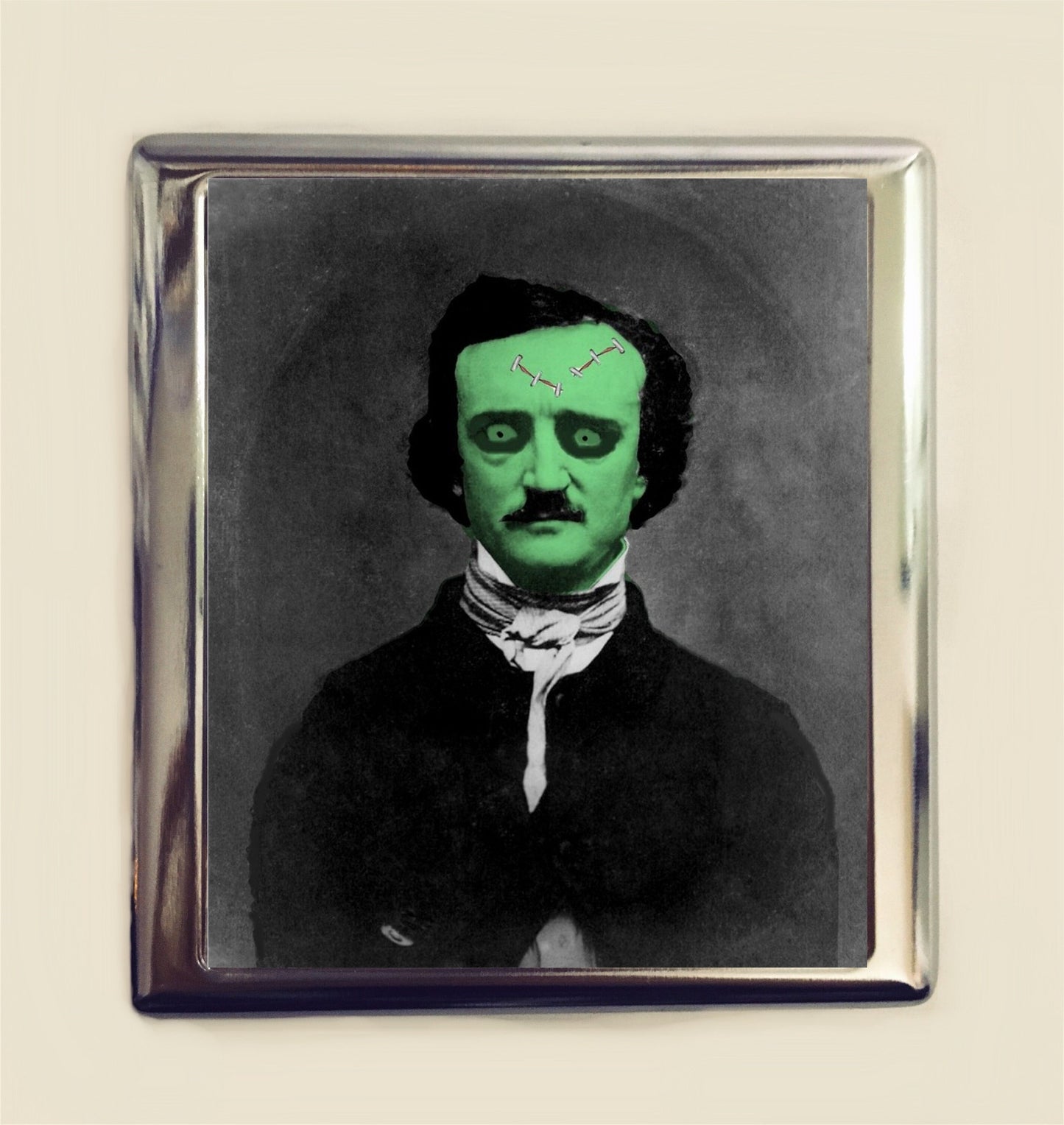 Edgar Allan Poe Zombie Cigarette Case Business Card ID Holder Wallet Goth Gothic Horror Author Literary