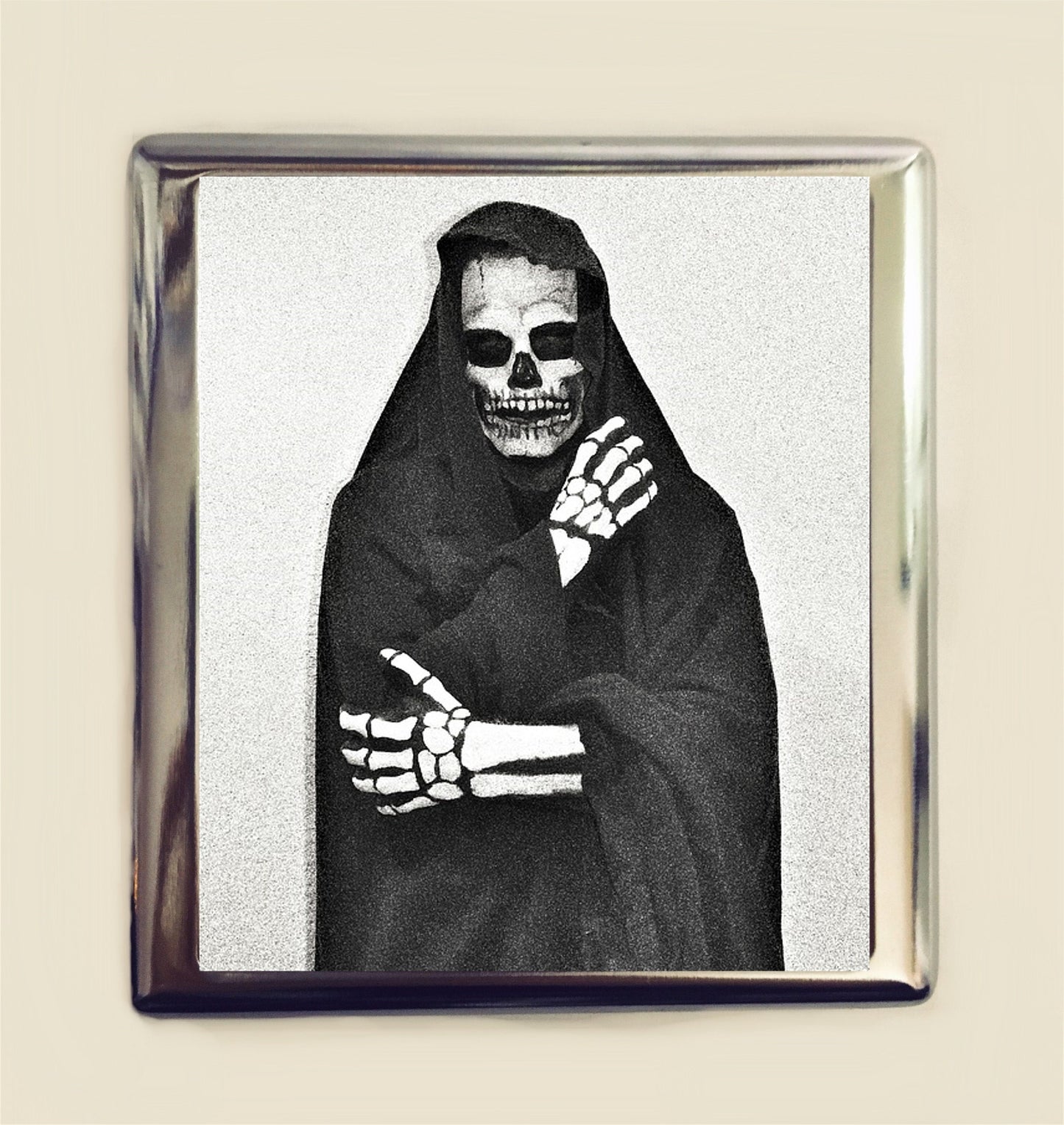 Grim Reaper Cigarette Case Business Card ID Holder Wallet Death Goth Gothic Dark Art Creepy