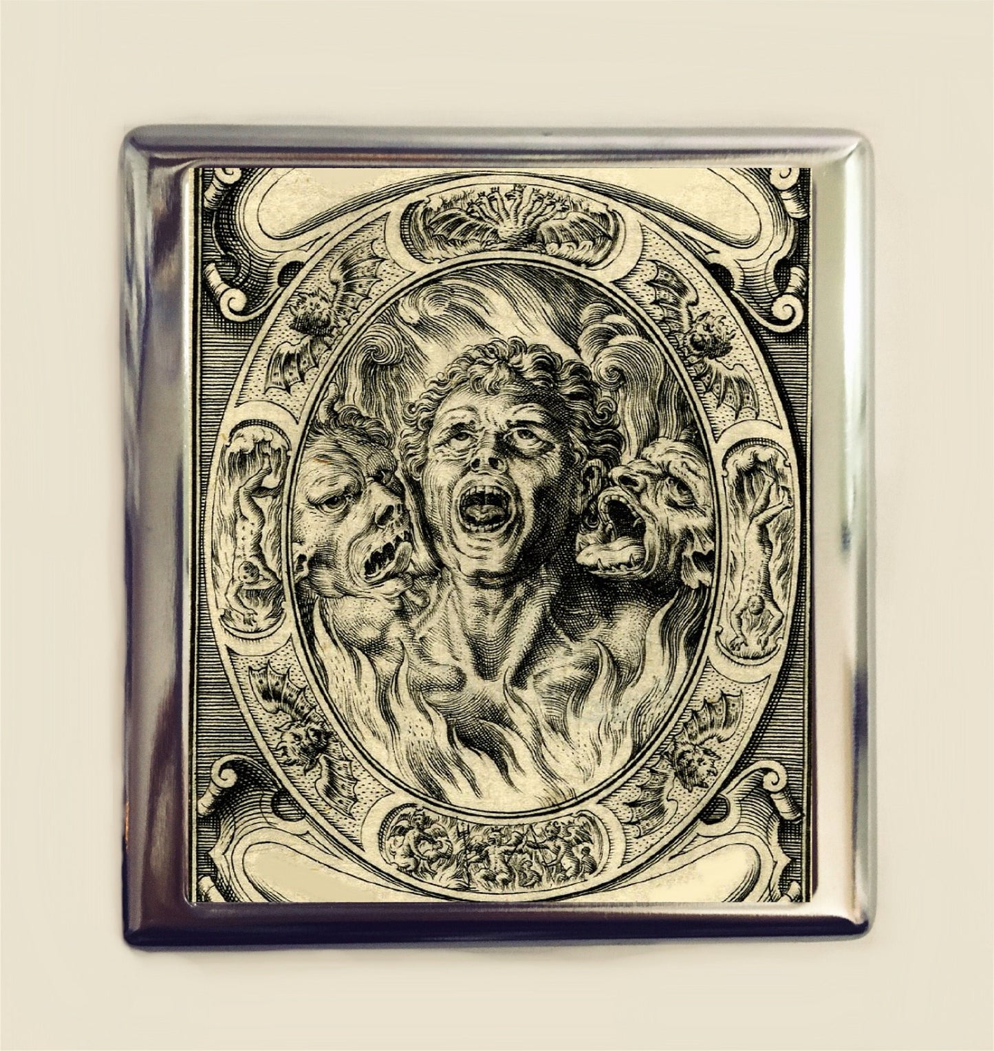 Memento Mori Cigarette Case Business Card ID Holder Wallet The Damned Goth Gothic Dark Art