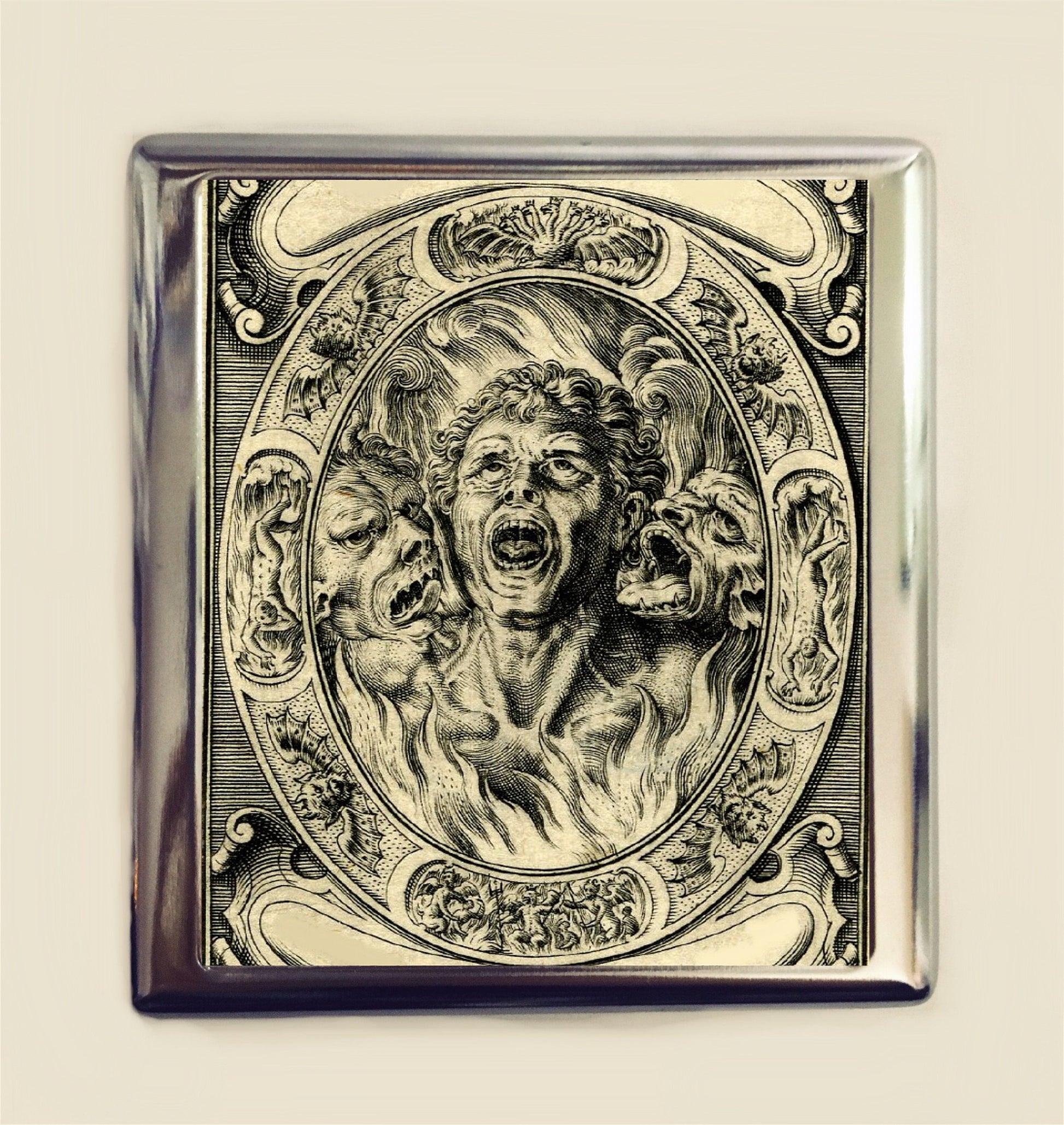 Memento Mori Cigarette Case Business Card ID Holder Wallet The Damned Goth Gothic Dark Art