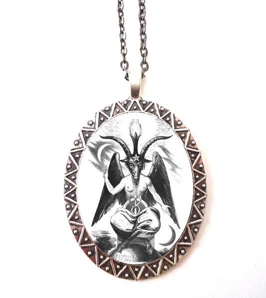 Baphomet Necklace Pendant Silver Tone - Occult Esoteric Witchcraft Occultism