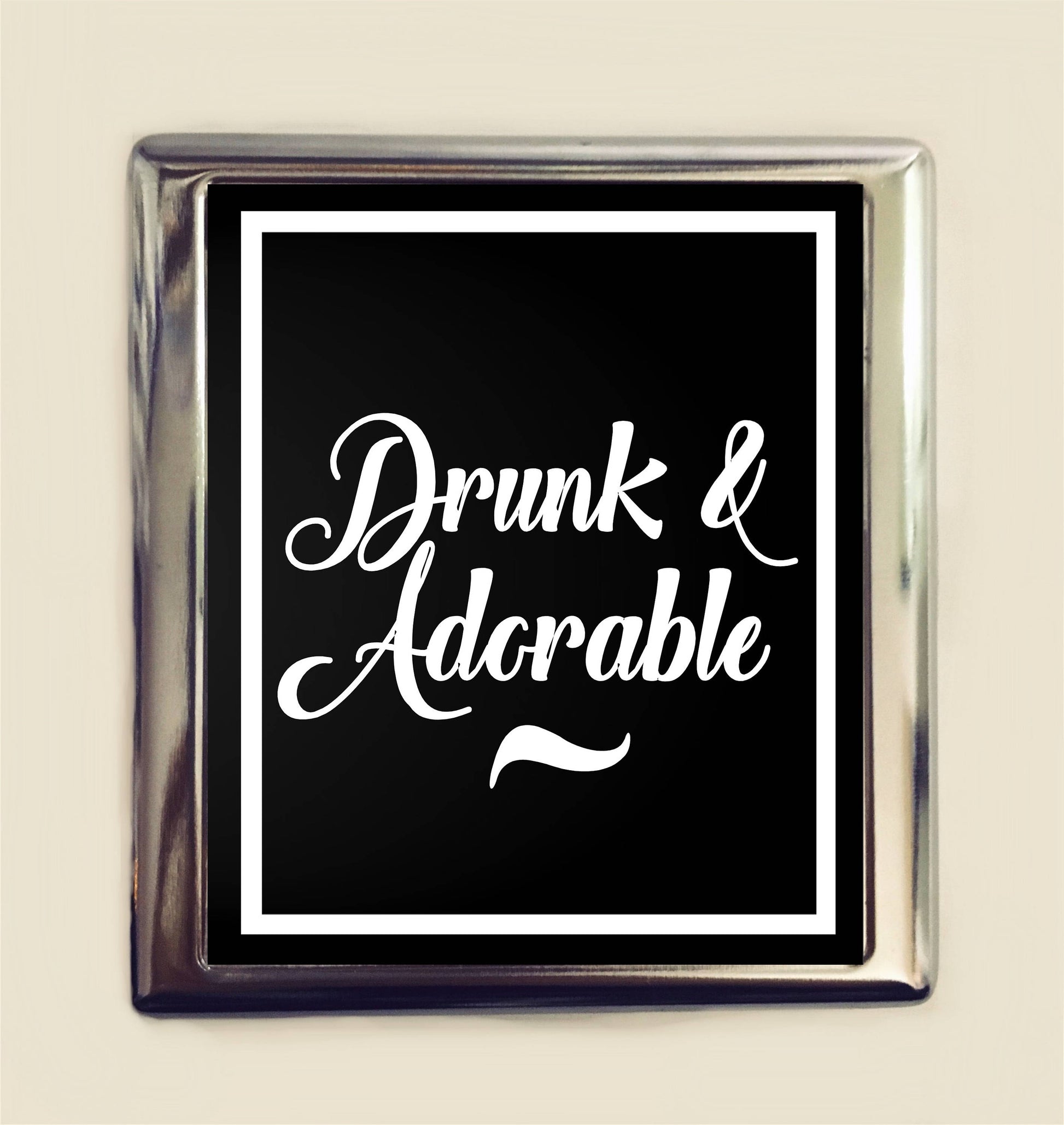 Drunk and Adorable Cigarette Case Business Card ID Holder Wallet Funny Drinking Booze Alcohol Liquor Party Girl Bachelorette Party Gift