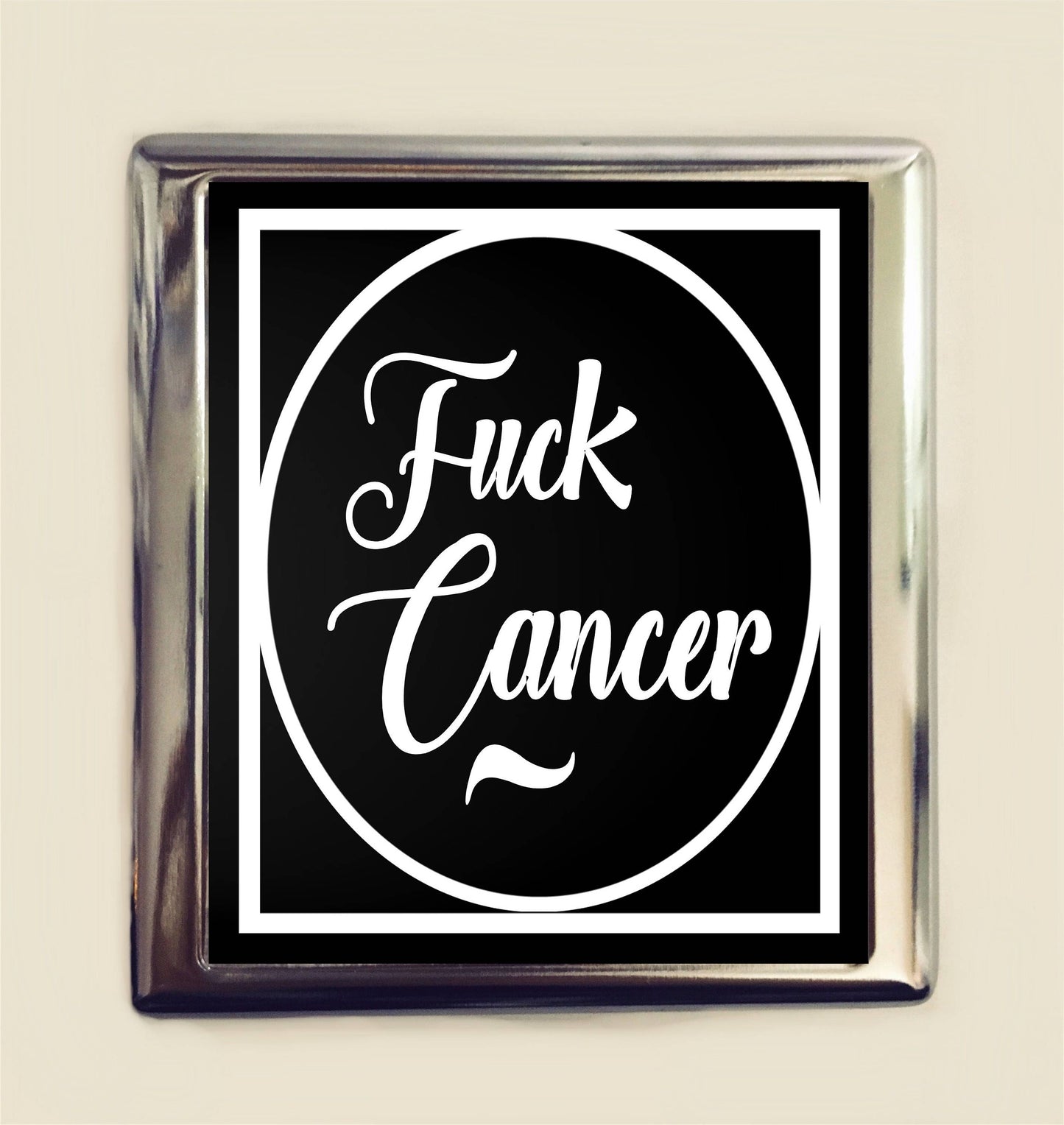 F*ck Cancer Business Card ID Holder Wallet Funny Sarcastic Saying Quote Inspirational Survivor MATURE