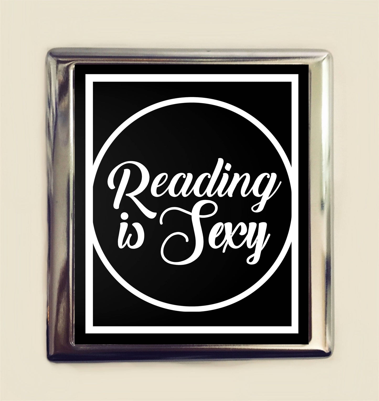 Reading is Sexy Cigarette Case Business Card ID Holder Wallet Nerd Reader Book Lover Librarian Bibliophile Sapiosexual